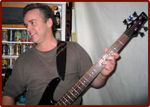 Eamonn playing 5 string bass guitar